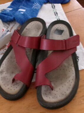 Ecco reddish brown slide cork slide sandals shock point soles 39 8/8.5 VGUC